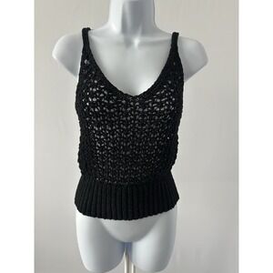 J.Crew Black Crochet Top Sz: S (b40) Chic Boho Festival